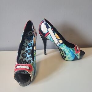 Too Fast Studded Stiletto Smoking Heels, VGUC, Size 7